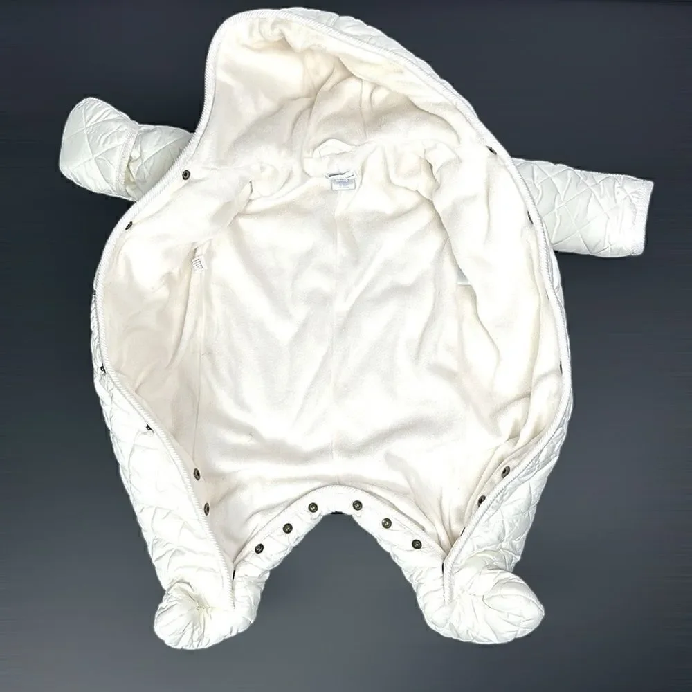 Ralph Lauren Quilted White Baby  Snowsuit Puffer Jumper One-peace Size 6M